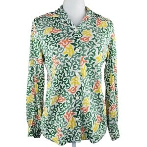 Girl Scout Brownie Vintage Uniform Shirt Size S Button Down Long Sleeves Green